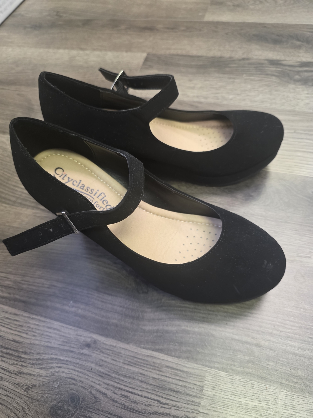 Mark-S Black Women's Wedge Mary Janes